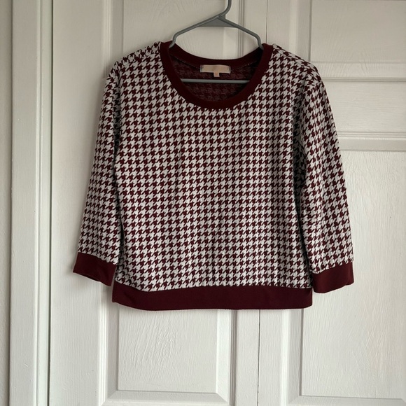 Unbranded Sweaters - Maroon Houndstooth 3/4 Length Sleeve Light Sweater - Size Medium